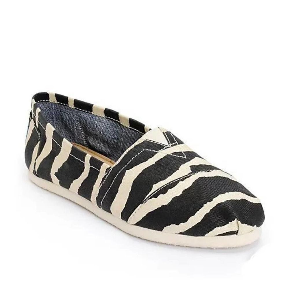 Toms Classics Zebra Hemp Easy Slip On Flat Shoes Size 9.5
